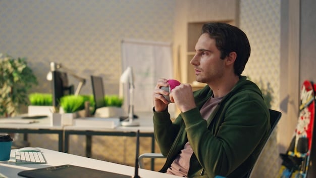 A photograph of a former TikTok star working in a modern office environment. The star is sitting at a desk with a computer, surrounded by colleagues. The setting should be bright and professional, implying a transition from social media fame to a corporate career.