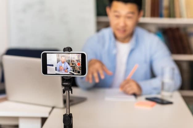 A shot of a former TikTok influencer teaching a class or giving a lecture on entrepreneurship. The setting is in a university or a conference hall, with the influencer dressed professionally and engaging with the audience or students. The shot suggests a transition towards education and mentorship.