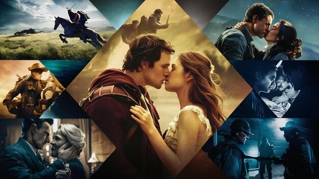 A poster collage of the top 5 romantic movies of 2023, each poster showcasing the lead actors and a romantic theme.