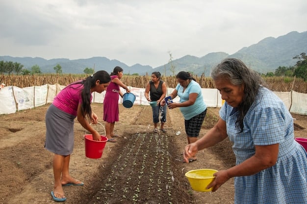 A group of Bangladeshi farmers attending a workshop on climate-smart agriculture techniques, demonstrating efforts to adapt farming practices to changing climate conditions.